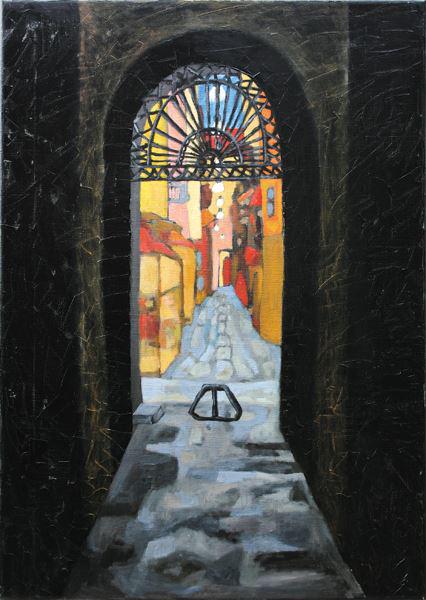 (BCN-03) barri gotic-barcelona-swantje crone-2004-oel-50x70