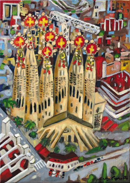 (BCN-06) la sagrada família-barcelona-swantje crone-2004-oel-35x50