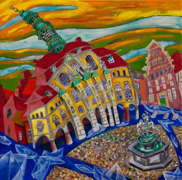 (AI-106) rathaus am wasser-lueneburg-swantje crone-2015-acryl-120x120