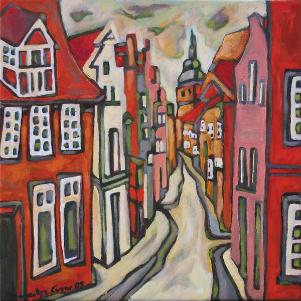 (AI-29) auf der altstadt-lueneburg-swantje crone-2003-acryl-20x20