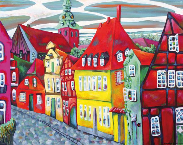 (AI-99) auf dem meere mit st. michaelis-lueneburg-swantje crone-2011-acryl-100x80