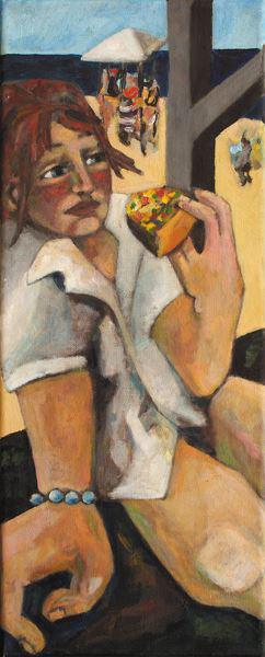 gundel mit pizza-portrait-swantje crone-2004-oel-20x4