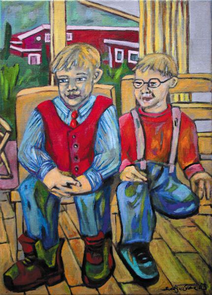 zwei jungen-swantje crone-portrait-2003-acryl-50x70